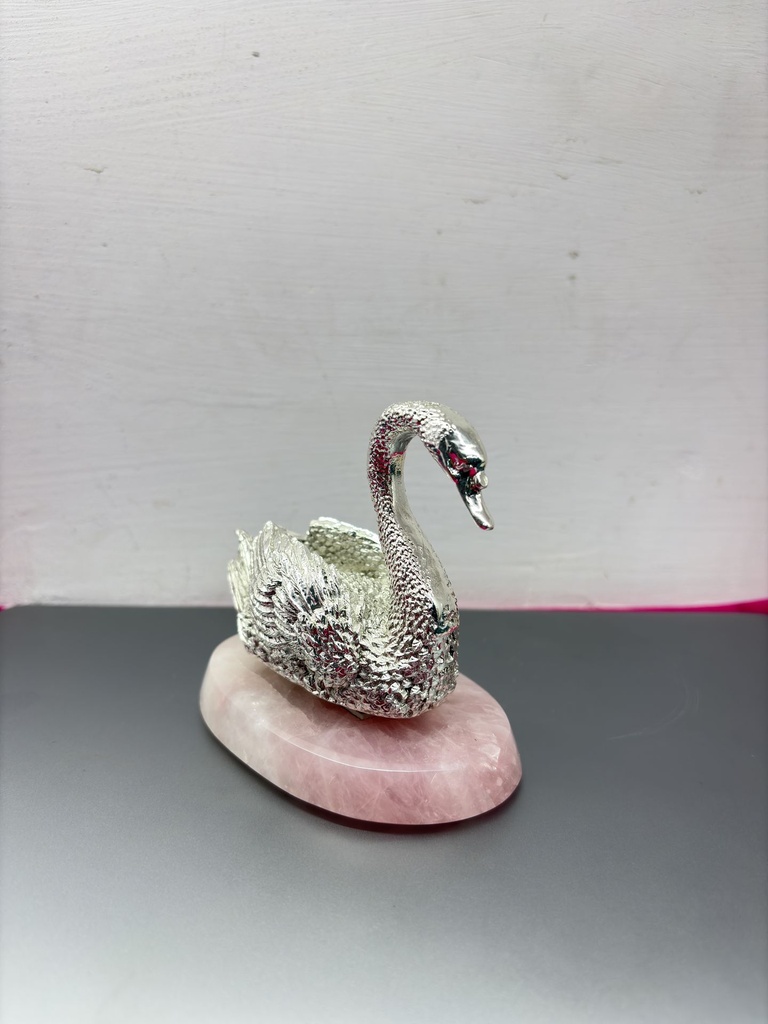 [KDC-DEC-0099] Decorative Figure - Swan With Rose Quartz