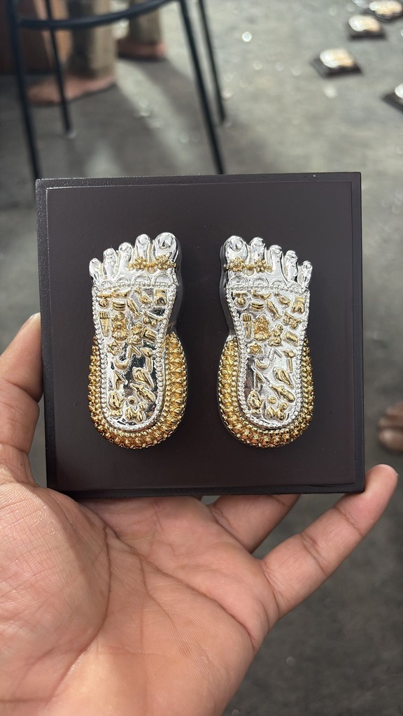 [KDC-POO-0122] Pooja Decor - Charan Paduka Silver & 24kt Gold Coated